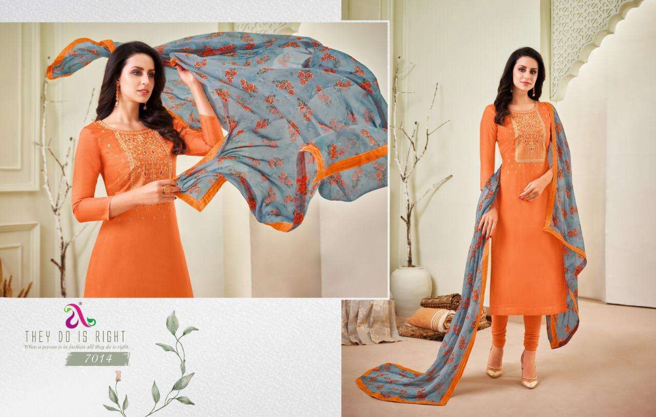 DAIRY MILK VOL-31 BY ANGROOP PLUS 7002 TO 7017 SERIES BEAUTIFUL STYLISH FANCY COLORFUL CASUAL WEAR & ETHNIC WEAR CHANDERI COTTON DRESSES AT WHOLESALE PRICE